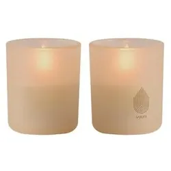 Uyuni LED Glas Stumpenkerze 6x7cm beige 2er Set