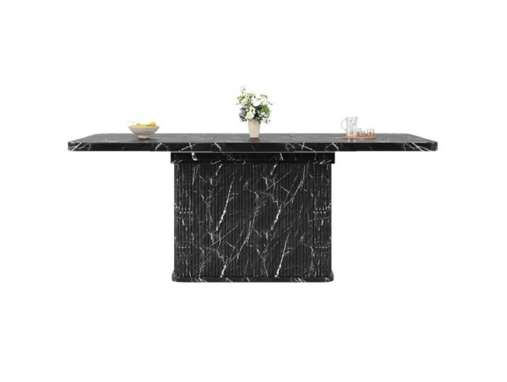Ropilly Moderne weiß Kücheninsel mit klappbarer Tischplatte, MDF‑Sideboard mit Schubladen und Regalen, 140×40×90 cm, für kleine Küchen und offene Küchen