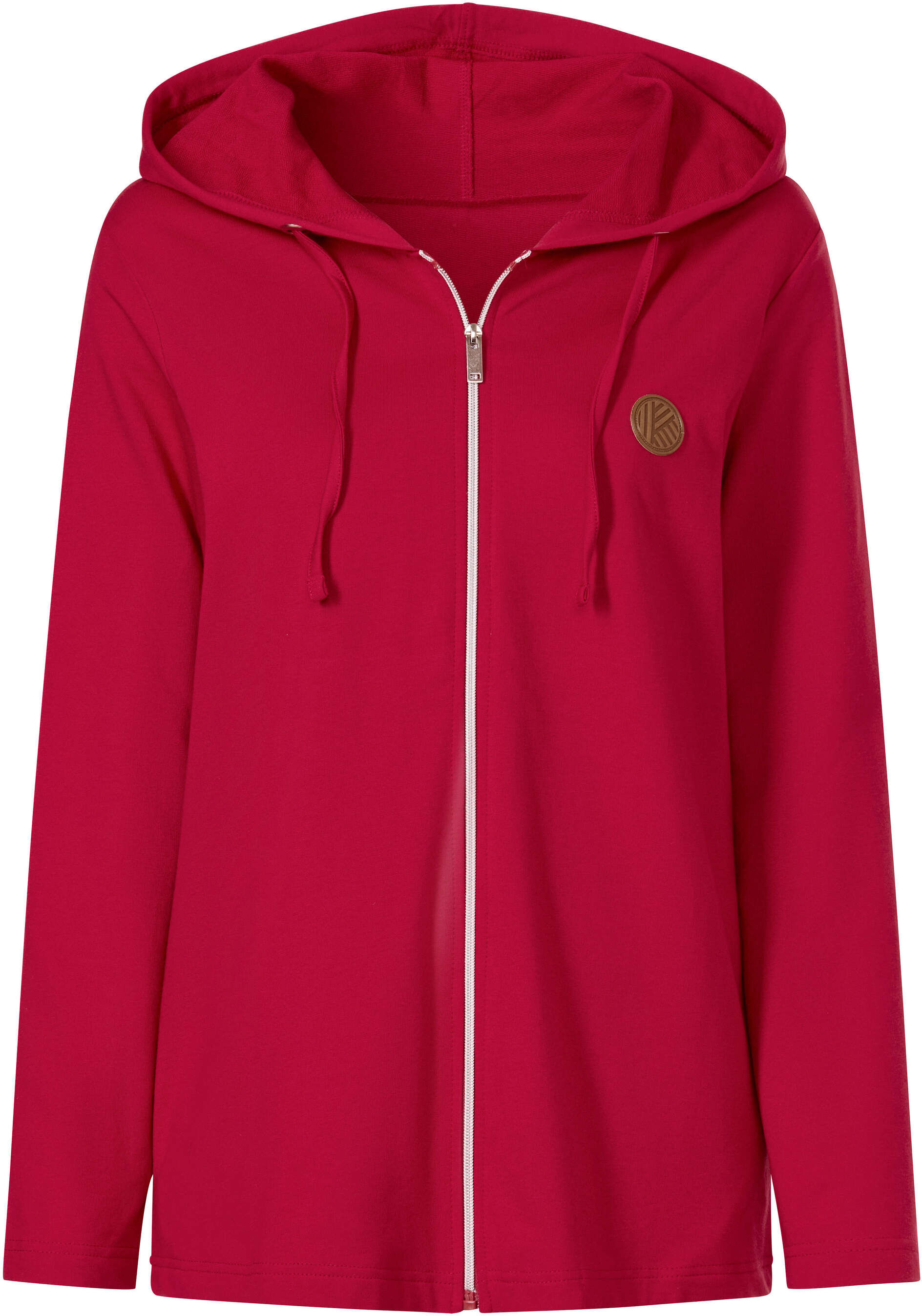 Sieh An! Shirtjacke SIEH AN "Sweatjacke Sweatjacke mit Kapuze", Damen, Gr. 44, rot, Sportlich, Shirts Shirtjacke