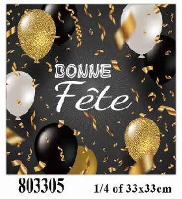 IH Casa Decor 20 Pack Luncheon 3 Ply Napkin Bonne Fete - Gold Balloons - Set of 6