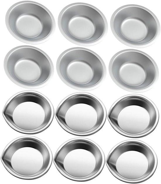 Set van 12 RVS verfbakjes met mengplaten voor schilderen en knutselen, 5 x 5 cm, Zilver