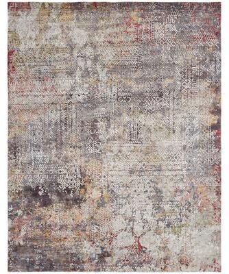 KALATY Transitional Multi-Colored Hand-Knotted Viscose Area Rug