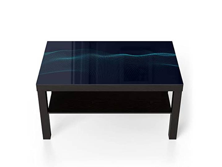 DEQORI Glastisch schwarz groß 90x50 cm Motiv Virtuelles Punktegeflecht ausgefallener Beistelltisch aus Glas Hochglanz Couchtisch fürs Wohnzimmer moderner Couch Tisch mit Design