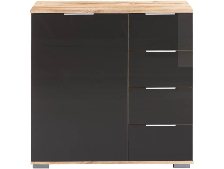 Kombikommode WIMEX Easy , grau (plankeneichefarben, grauglas), B:82cm H:83cm T:41cm, Sideboards, Kombikommode