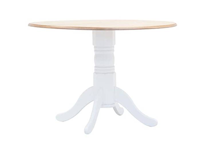 KGTKGTYER Esstisch Massivholz Gummibaum MDF 106 cm Weiß Braun Robustes Gestell, Pflegeleichte Oberfläche, Zeitloses Design
