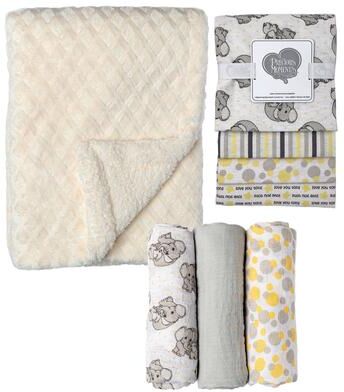 Precious Moments Baby Boys and Baby Girls 8 Piece Elephants Baby Gift Set, Ivory and Yellow