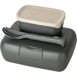 Koziol Candy Ready Lunchbox Set 5 teilig mit 3 teiligem Besteck / Box Candy L / Dose Candy S auslaufsicher nature ash grey