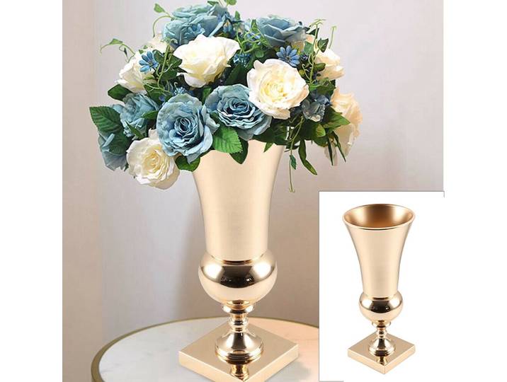 Grand Vase à fleurs décoratif pour la maison, pièce maîtresse de luxe dorée, décor de Table pour mariage