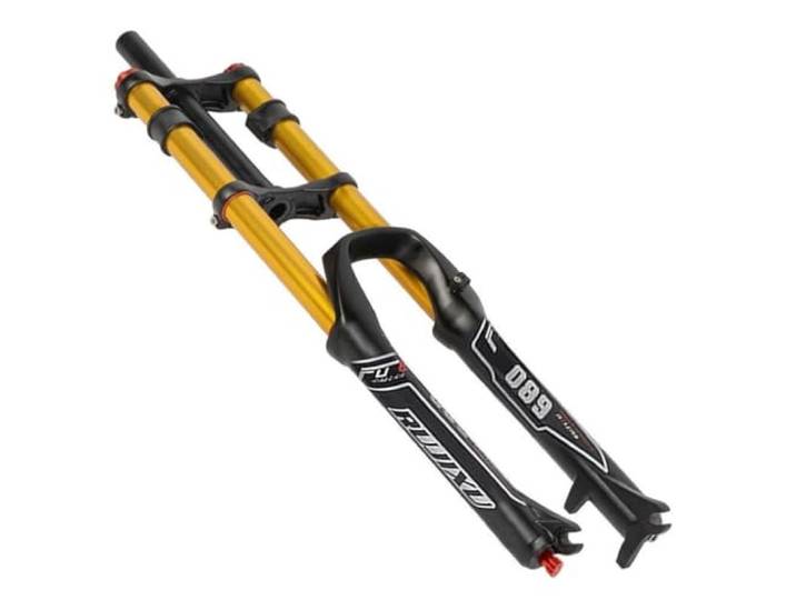 HIMALO Downhill Mountainbike Federgabel 26 27,5 29 MTB Luftgabel Federweg 130mm Scheibenbremse Gerade Gabel QR Zugstufenverstellung Manuelle Sperre (Color : Gold, Size : 27.5'')