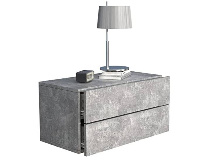 VCM Nachttisch Beton-Grau 60x32x30 cm Holzwerkstoff Wandschublade Praktisch Spart Bodenfläche dank platzsparender Wandmontage - Schlafzimmer - für kleine Räume - einfache Montage