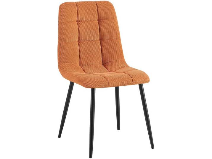 furnicato Esszimmerstuhl Antibes Cord orange (1 St), Polsterstuhl mit Steppmuster und Bodenschonern für dein Wohnzimmer