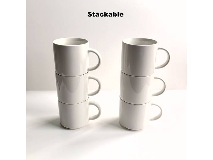 Ensemble de 6 tasses à café et à thé en céramique blanche pure empilables ReadStar, 290 ml, pour hôtel, maison, bureau, conférence
