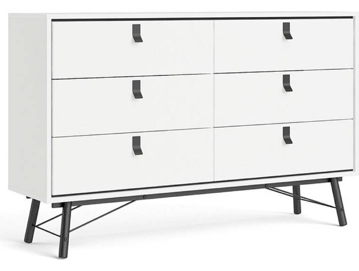Rye Kommode breit 6 Schubladen mattweiss.