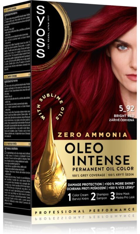 Syoss Oleo Intense coloration cheveux permanente à l'huile teinte 5_92 Bright Red 1 pcs