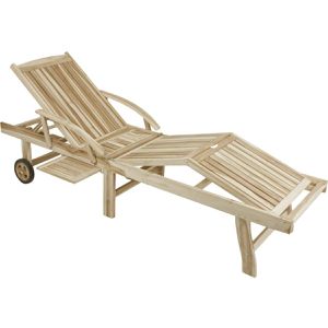Garden-Pleasure Sonnenliege JAVA, aus Holz, beige, klappbar, mit Rollen, 195 x 59 cm, belastbar bis 140 kg
