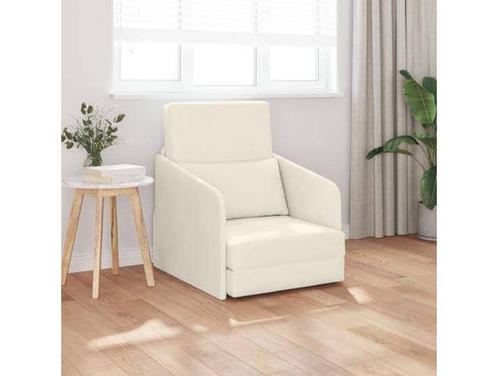 HEFZGDB Boden-Sofa-Bett 2-in-1 Creme 65x80x83 cm Velouté Stoff Multifunktionales Möbelstück mit verstellbaren Armlehnen und schmutzabweisendem Material für modernes Wohnen