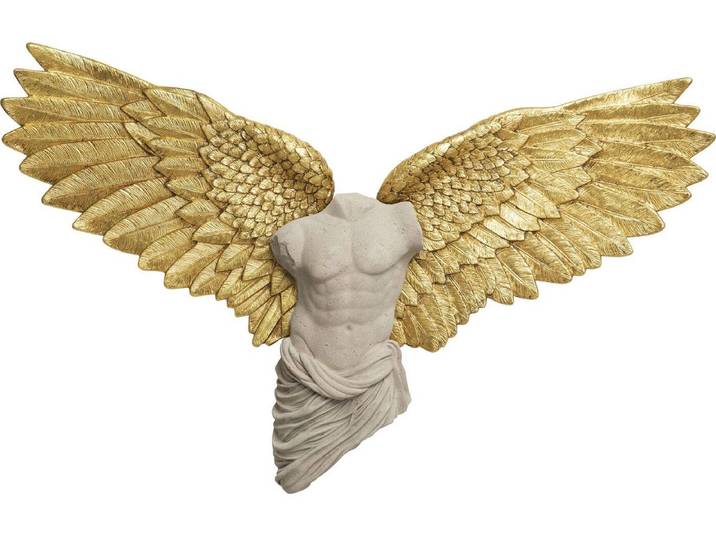 Wanddecoratie man buste gouden vleugels 124x71cm Kare Design