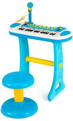Costway 31-Key Kids Piano Keyboard Toy with Microphone and Multiple Sounds for Age 3+-Blue