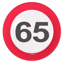 Folat 65. Geburtstag Verkehrsschild 8 Teller