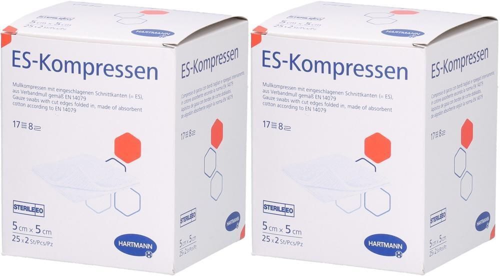 ES Kompressen Es-Kompressen steril 5x5 cm 8fach x2 2x25x2 St Kompressen