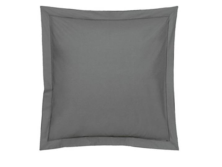 Blanc des Vosges Uni Percale Taie Coton Acier 65 x 65 cm