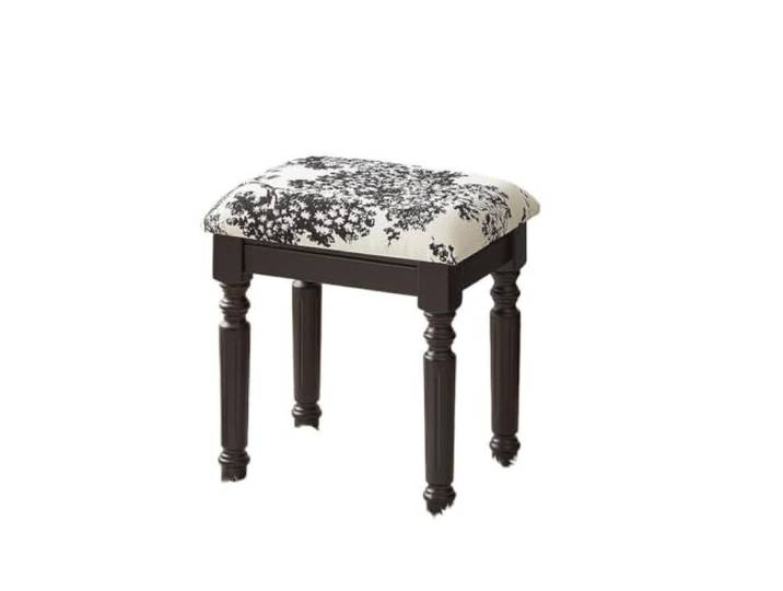 Schwarzer Vintage-Make-up-Hocker Mit echtem Ledersitz, klassische Frisiertischbank for Schlafzimmer-Waschtischdekoration‌(Color 2)