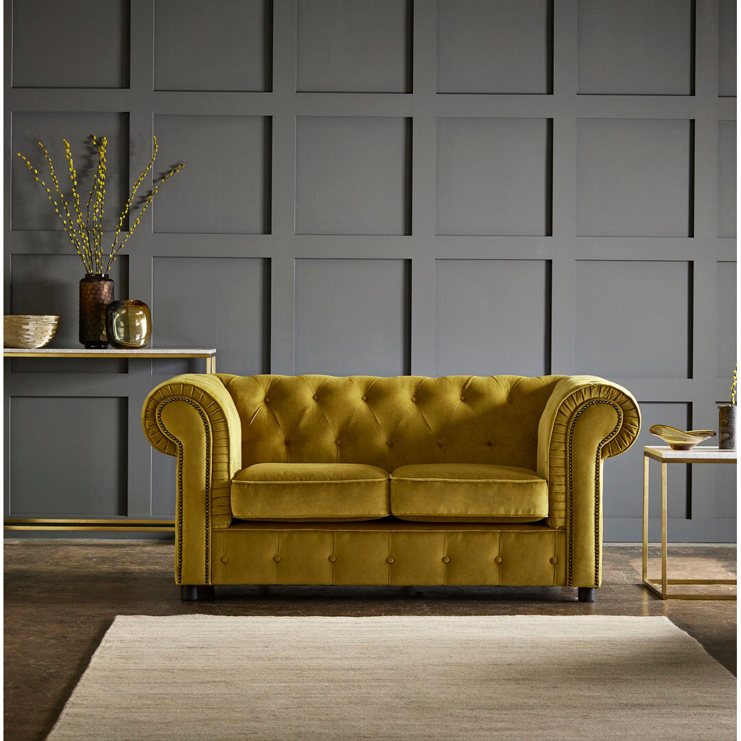 Etta Avenue Aaron 2 Seater Velvet Sofa Indigo 2