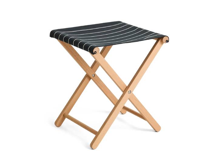HAY - Outdoor Market Klapphocker, schwarz mit beigen Streifen
