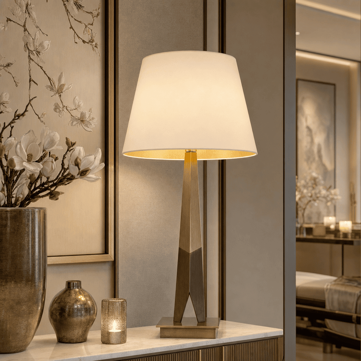 Mae Bronze & Gold Tall Table Lamp