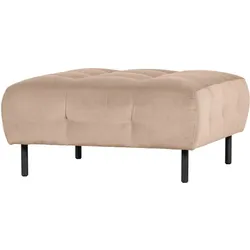 Hocker Lloyd aus Samt, modern gepolstert, sandfarben, quadratisch, Metallgestell
