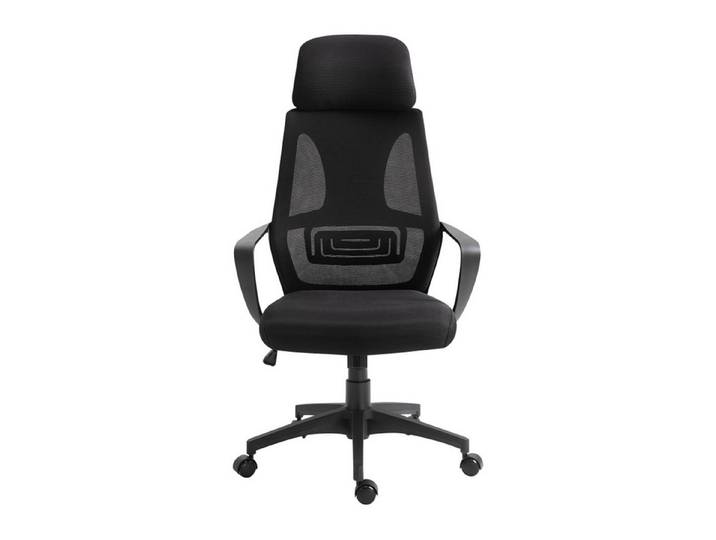MC Star Bürostuhl Höhenverstellbarer Schreibtischstuhl mit Wippfunktion Drehstuhl (mit Armlehne, Kopfstütze, Lendenstütze Bürostuhl mit Netzstoff-Optik, Schwarz)