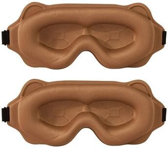 Uplift Essentials 3D Contoured Blackout Sleep Mask 2 Pcs Brown