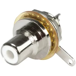 HICON Cinch (RCA), 2-pol , Metall-, Löttechnik-Einbaubuchse, vernickelte(r) Kontakt(e), Gewinde 1/2"", silbergrau