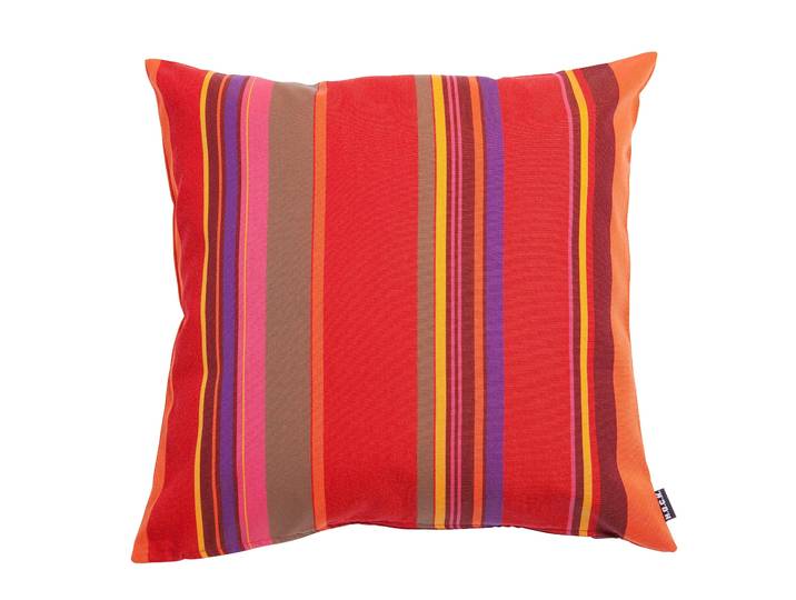 Stuhlkissen H.O.C.K. Yucatan , rot (rot, gestreift), B:50cm L:50cm, Polyacryl, Dekokissen_Sitzkissen_Kissenhüllen, Stuhlkissen, Kissenhülle mit Füllung, 1 Stück
