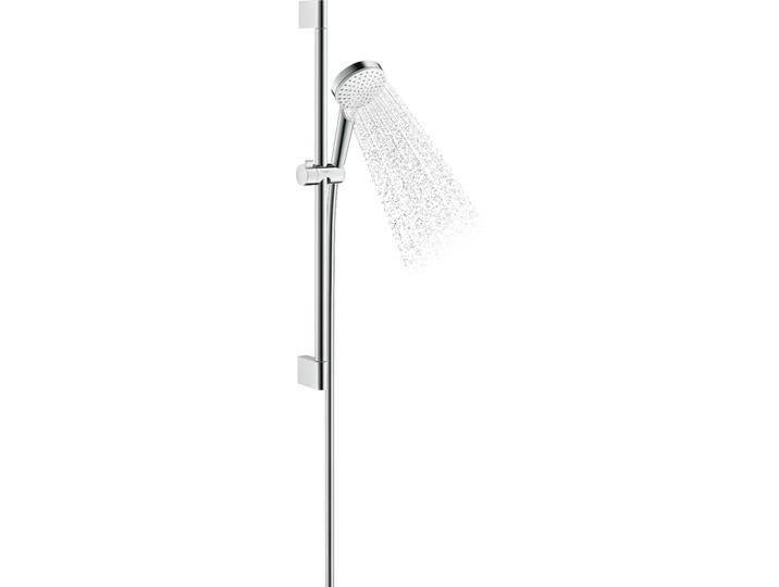 Ensemble de douchette hansgrohe Crometta 100\, modèle 1 jet\, technologie EcoSmart\, avec barre de douche de 65 cm\, blanc/chromé