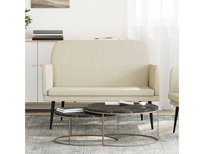 VIHHQGC Sitzbank Creme 107x80x81 cm Kunstleder mit Metallgestell Kunstleder, schmutzabweisend, Metallgestell, Armlehnen, Rückenlehne, pflegeleicht