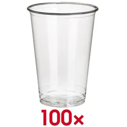 Papstar Einweg-Trinkbecher pure 100 Stück transparent, 7.03x9.7x7.03 cm