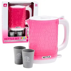 Wasserkocher-Set für Kinder mit Tassen, Kochgeräuschen und Lichteffekten, rosa