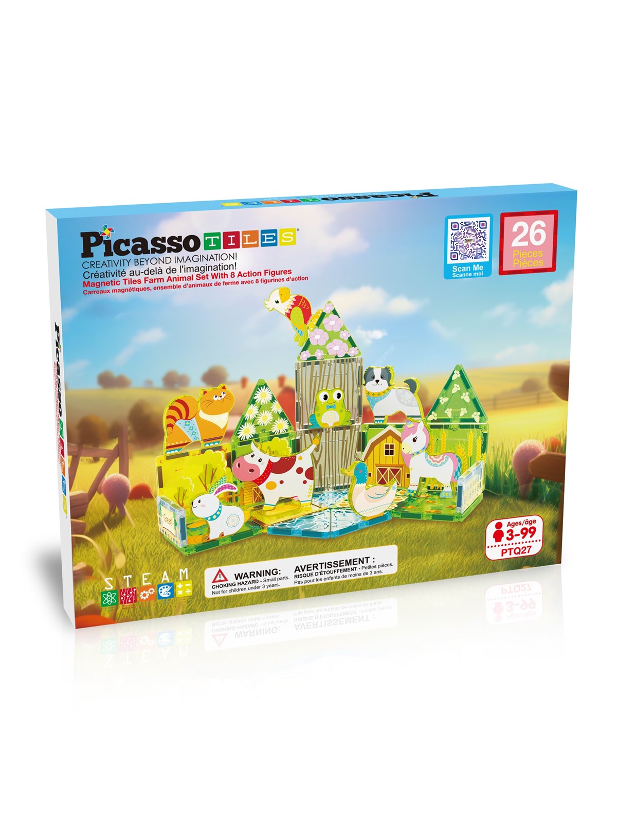 PicassoTiles Bauernhof magnetisches Bauset mit 8 Tierfiguren - 26 Teile