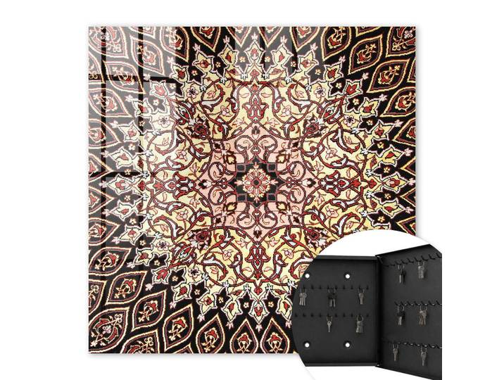 Tulup Schlüsselbox Schwarz 30x30 cm- Türöffnung nach rechts - Komplexe Muster, Beige, Metall, Werkzeug/Technologie, Rechteckig, 30x30x5 cm, Garderobe, Schlüsselkästen & Schlüsselboards