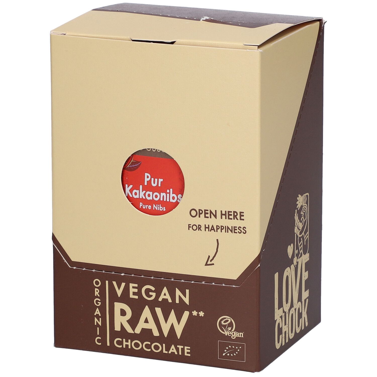 Lovechock Bio rohe Schokolade Bars, Pur-Kakaonibs 12x40 g