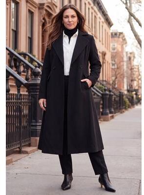 Plus Size Women's Trapeze Wool-Blend Coat by Jessica London in Black (Size 32 W)