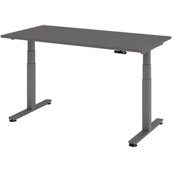 bümö elektrisch höhenverstellbarer Schreibtisch 160x80 cm in graphit, Gestell in graphit - Stehschreibtisch höhenverstellbar mit Memory-Steuerung,