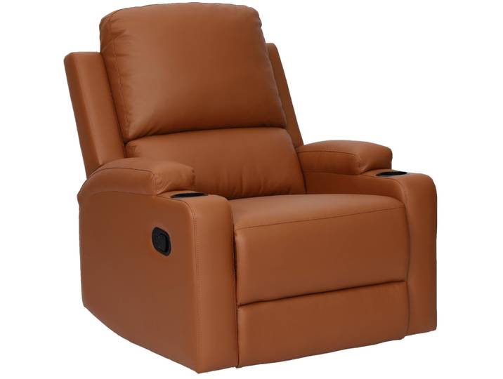 Fauteuil relax manuel en pu cognac