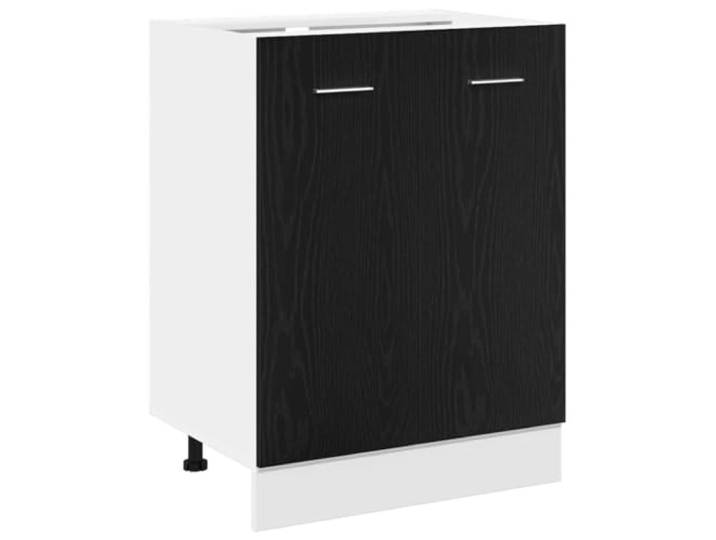 HKTMGDNG Küchenunterschrank Schwarzeiche 60x46x81,5 cm Holzwerkstoff Zweitüriger Küchenschrank aus robustem Holzwerkstoff für Teller und Töpfe in Küchenzeile oder Esszimmer.