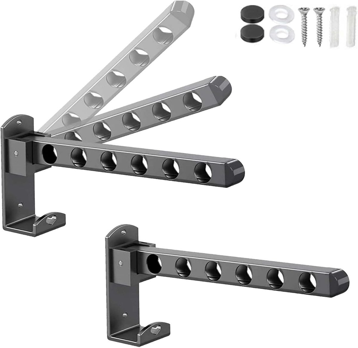 Set van 2 vouwbare kledinghaken met 6 gaten voor wandmontage
