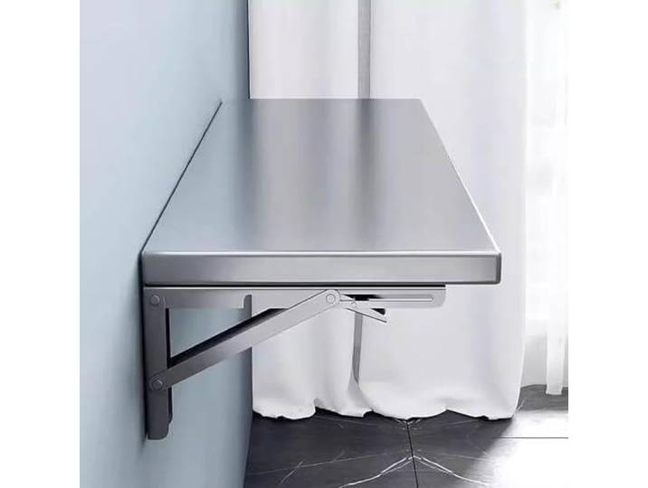 Wandklapptisch Edelstahl, Klappbarer Desktop Mit Stütze, Platzsparend Rostfreier Edelstahl mit hygienisch glatter Oberfläche, stabiler Klappmechanismus mit(100x40cm)