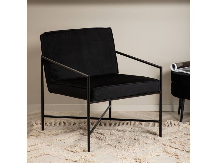 Loungesessel Rakel Schwarz/Schwarz Samt 65 x 78 x 72cm