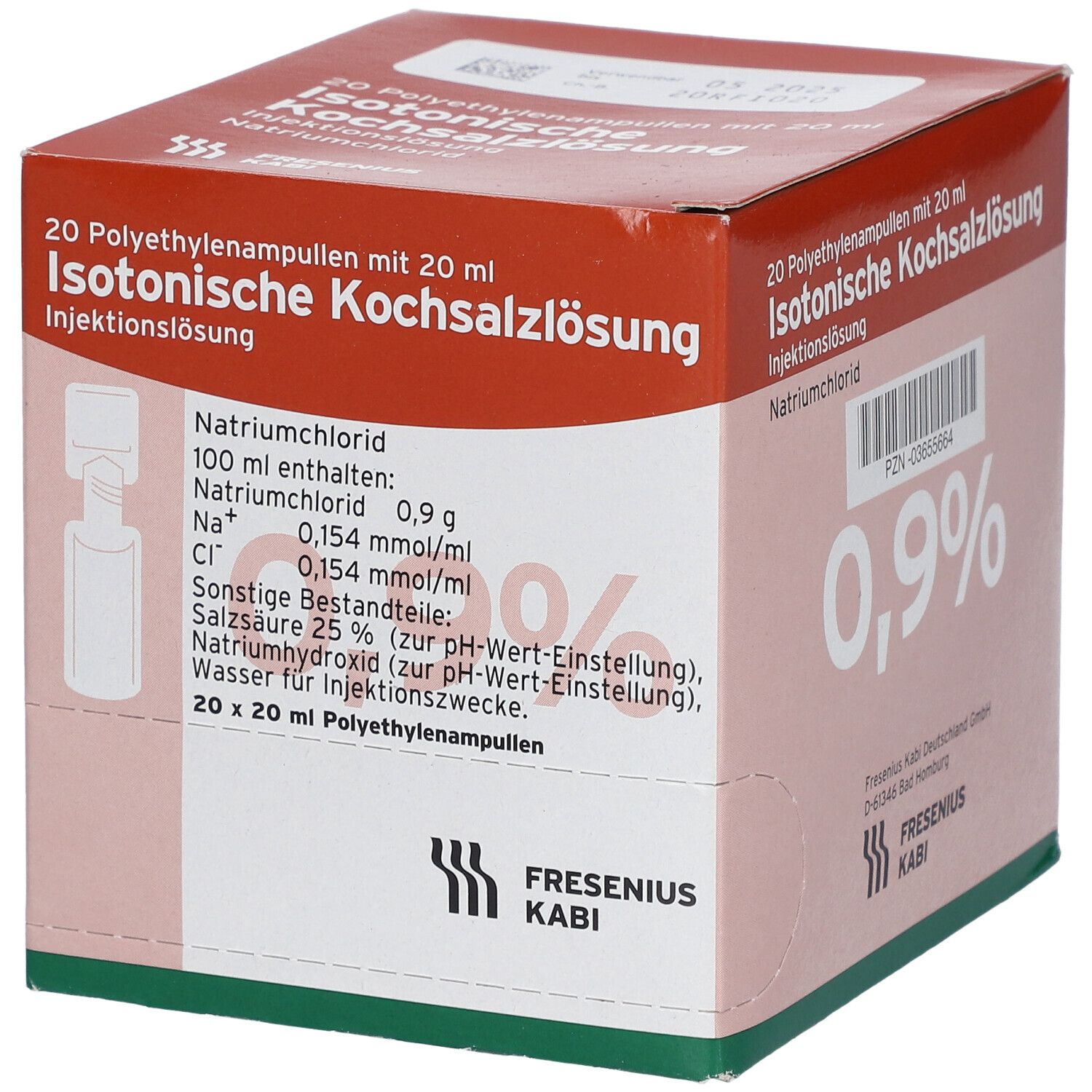 Kochsalzlösung 0,9% Plastikamp.Fresenius 20x20 ml Injektionslösung