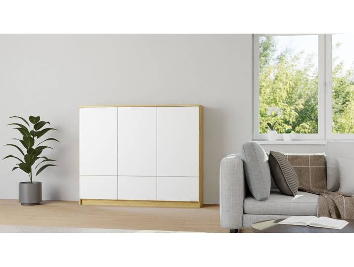 Elegantes Sideboard - Kleiner Schrank Eiche Natur geölt
